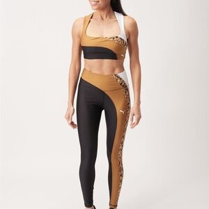 Puma Women's Mid impact leopard safari set bra + leggings